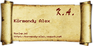 Körmendy Alex névjegykártya