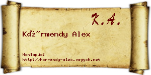 Körmendy Alex névjegykártya